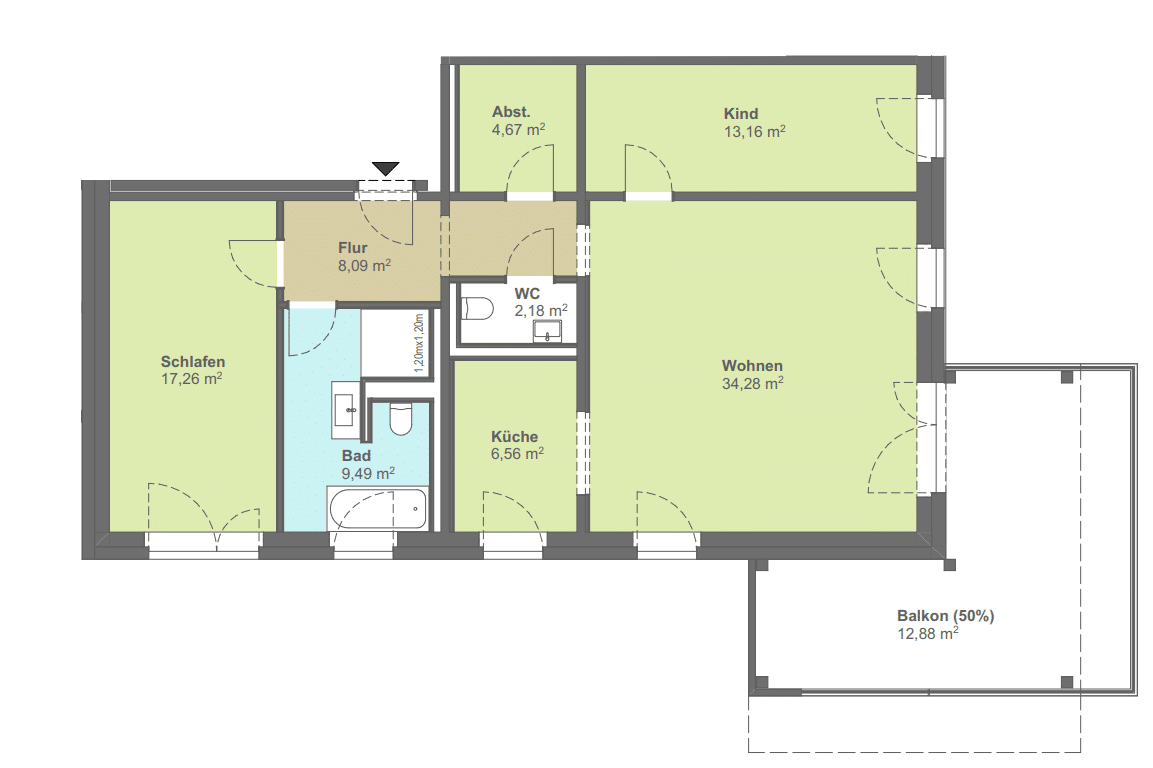 Grundriss 3-Raum