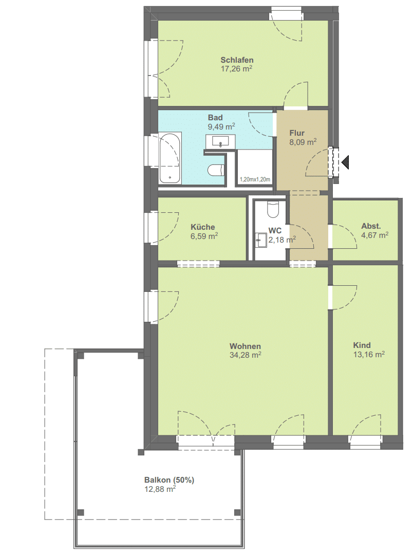 Grundriss 3-Raum